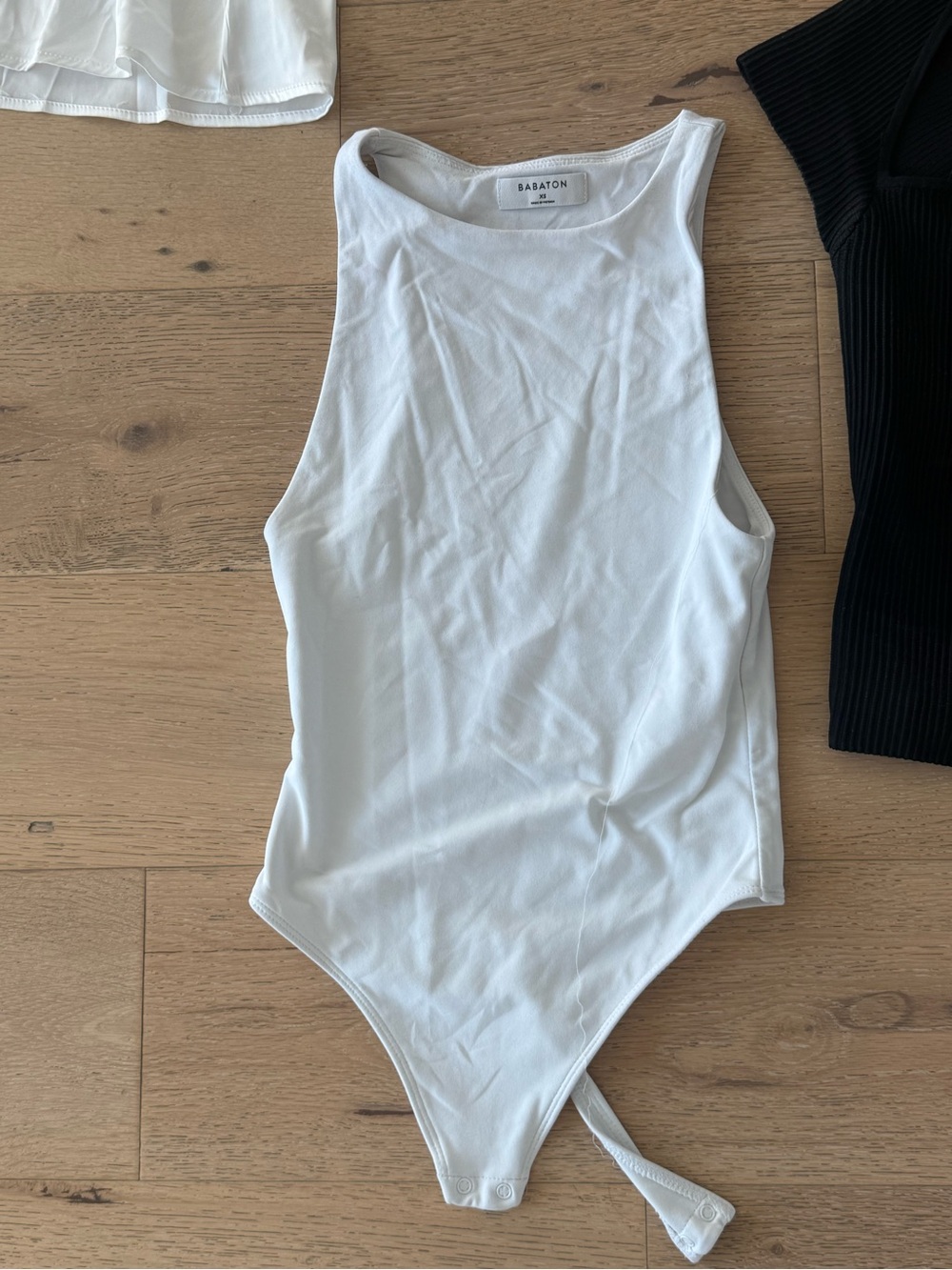 Aritzia White Sleeveless Ribbed Bodysuit